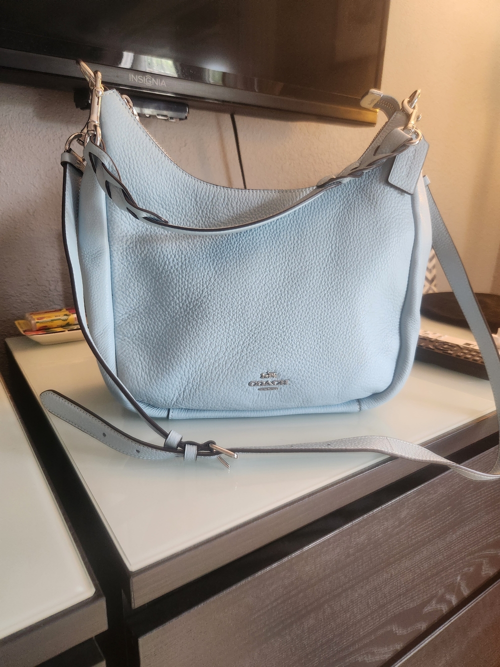 Coach Pebbled Leather Hobo Bag in Light Blue